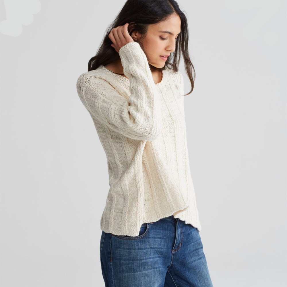 Eileen Fisher Peruvian Cotton Ivory Sweater Size L